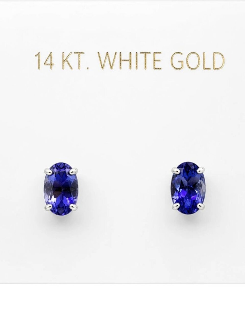 Genuine 1.28 Cts Iolite Earrings 14k White Gold